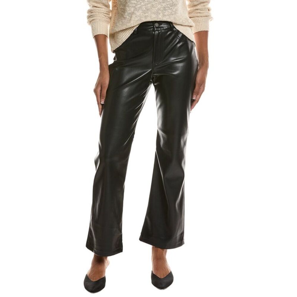 7 For All Mankind Womens Faux Leather Pant, Black
